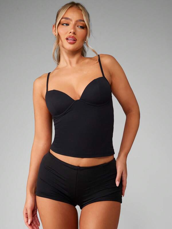 MISSGUIDED Sleeveless Corset Tank Top With Sweetheart Neckline