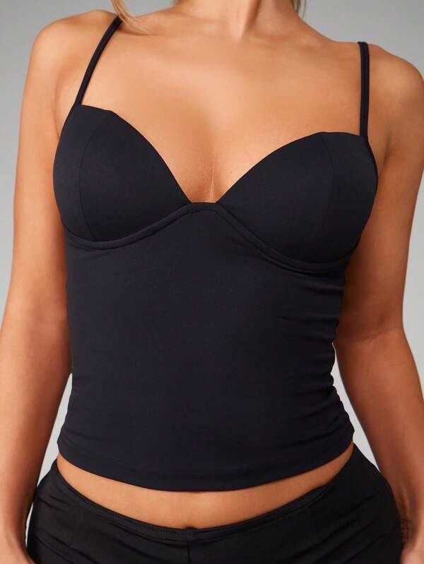 MISSGUIDED Sleeveless Corset Tank Top With Sweetheart Neckline