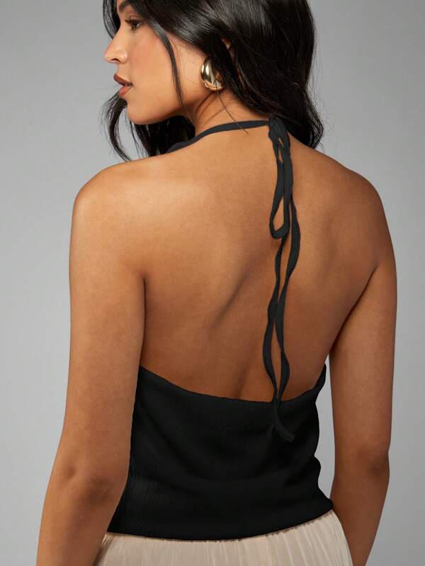 MISSGUIDED Sleeveless Cowl Neck Draped Backless Tank