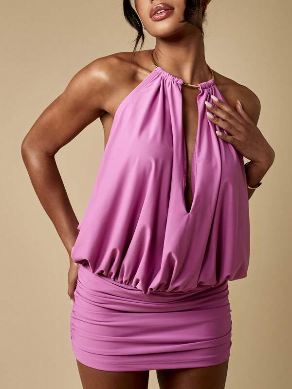 MISSGUIDED Sleeveless Halter Neck Bodycon Mini Dress