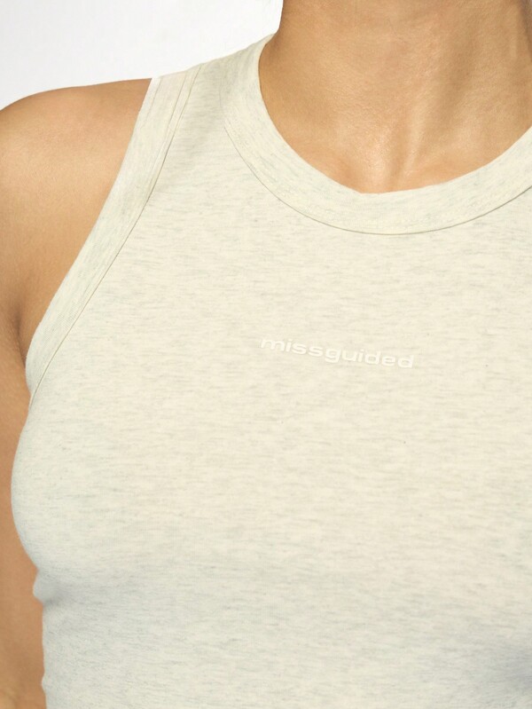 MISSGUIDED Sleeveless Racer Ribbed Tank Top