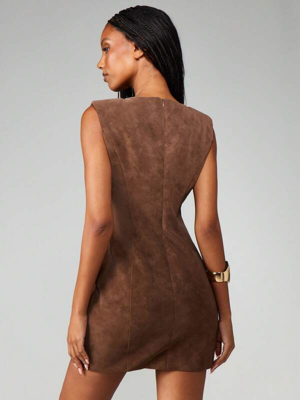 MISSGUIDED Sleeveless Suede Bodycon Mini Dress