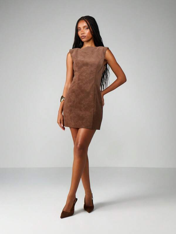 MISSGUIDED Sleeveless Suede Bodycon Mini Dress