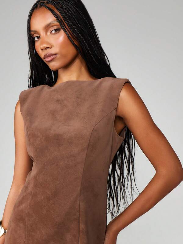 MISSGUIDED Sleeveless Suede Bodycon Mini Dress