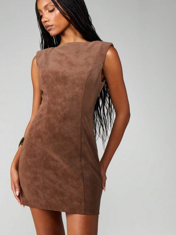 MISSGUIDED Sleeveless Suede Bodycon Mini Dress