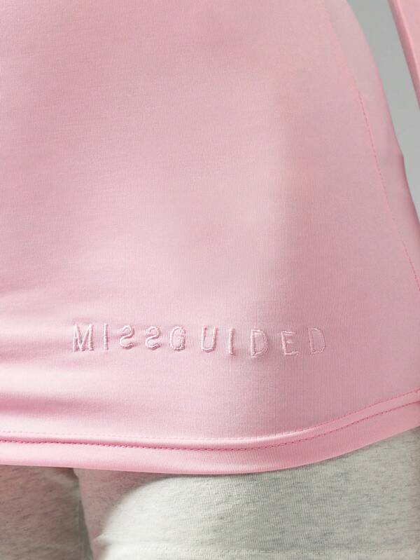 MISSGUIDED Slim Fit Long Sleeve Wide Neck T-Shirt
