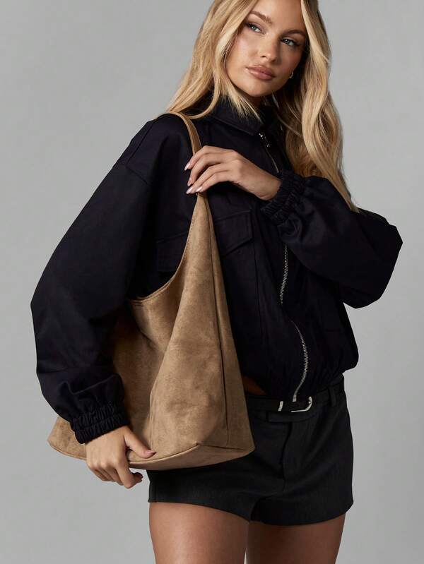 MISSGUIDED Slouchy Hobo Shoulder Bag With Matching Pouch