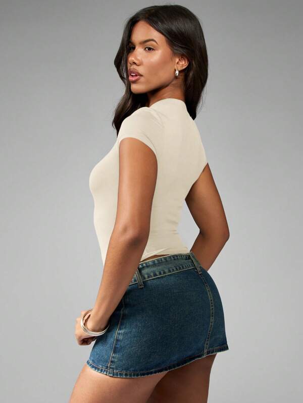 MISSGUIDED Soft Touch Cap Sleeve Crew Neck T-Shirt