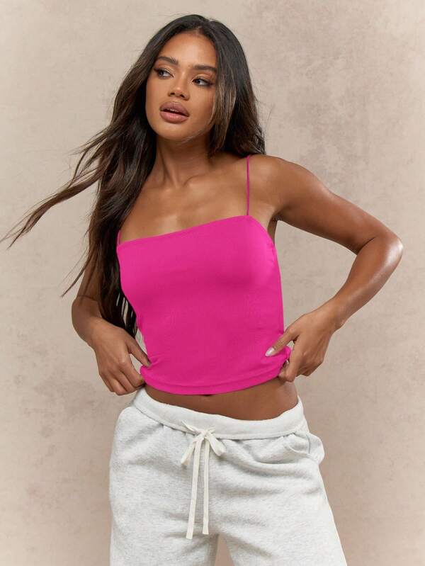 MISSGUIDED Spaghetti Strap Bandeau Crop Top With Square Neckline