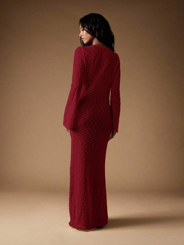 MISSGUIDED Sparkle Knit Wrap Maxi Dress With Long Sleeves