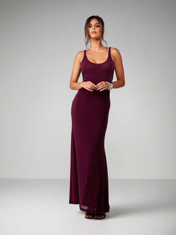 MISSGUIDED Sparkly Bodycon Maxi Dress With Scoop Neck