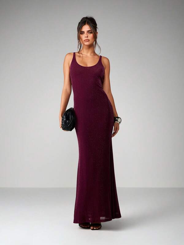MISSGUIDED Sparkly Bodycon Maxi Dress With Scoop Neck