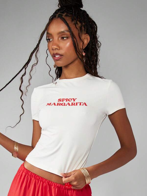 MISSGUIDED Spicy Margarita Graphic Print Statement Tee