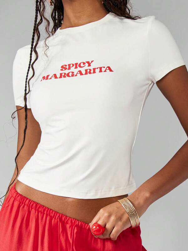 MISSGUIDED Spicy Margarita Graphic Print Statement Tee