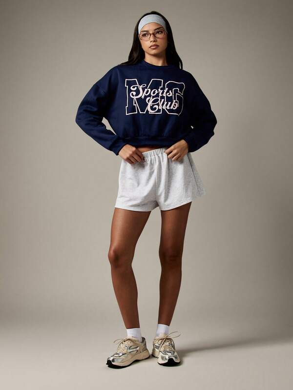 MISSGUIDED Sports Club Letter Print Sweatshirt With Varsity Logo Design