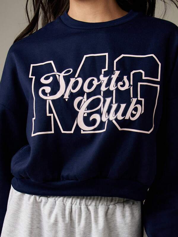 MISSGUIDED Sports Club Letter Print Sweatshirt With Varsity Logo Design