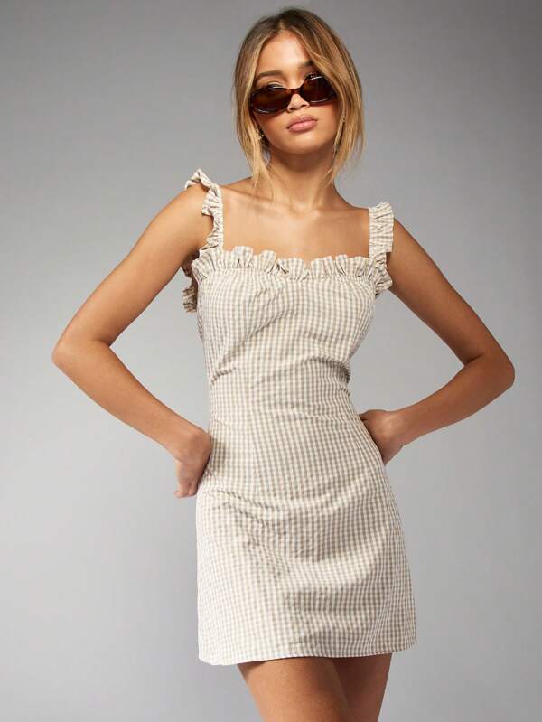MISSGUIDED Square Neck Striped Sleeveless Mini Dress