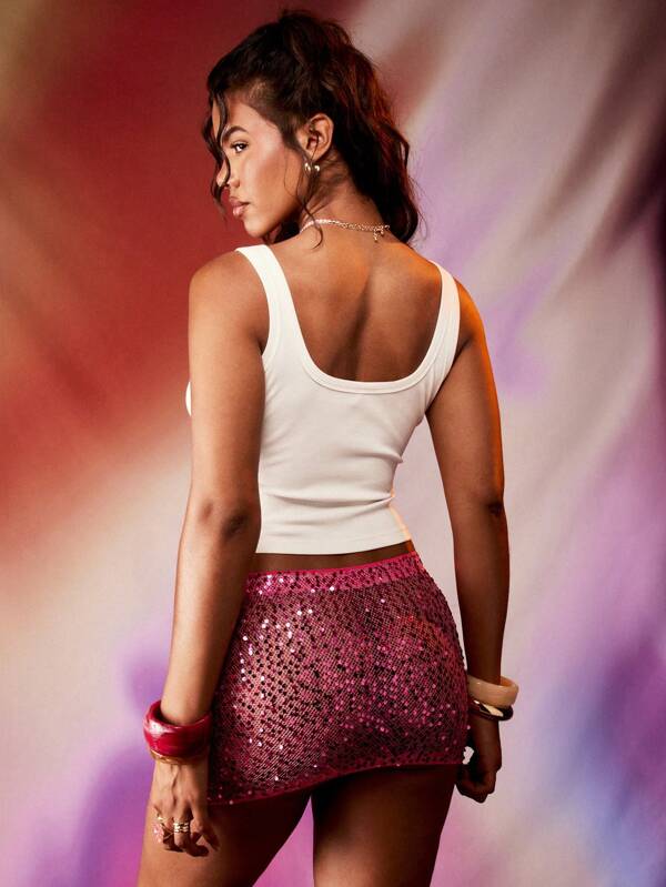 MISSGUIDED Starfish Crystal Embellished Ribbed Crop Tank Top