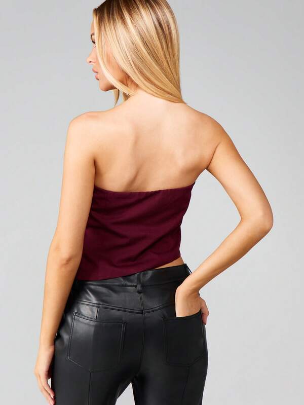 MISSGUIDED Strapless Bandeau Corset Top With Shaped Hem