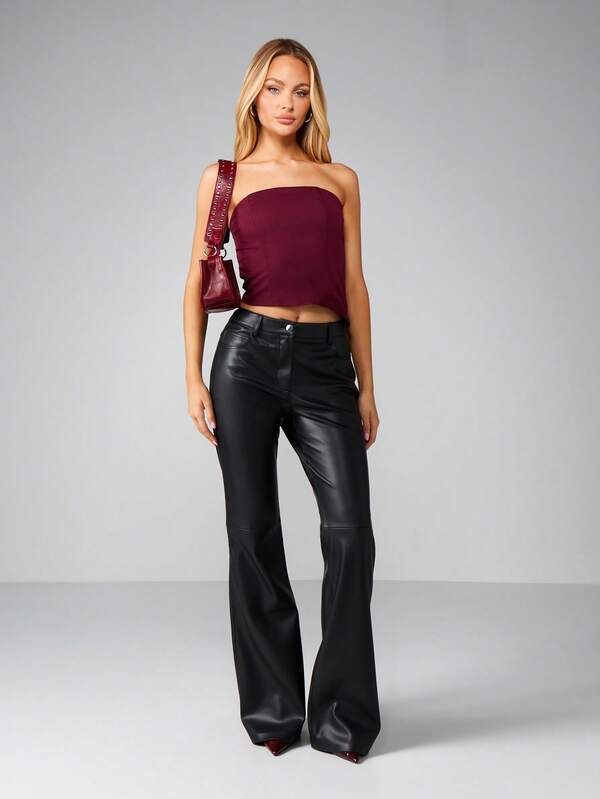 MISSGUIDED Strapless Bandeau Corset Top With Shaped Hem