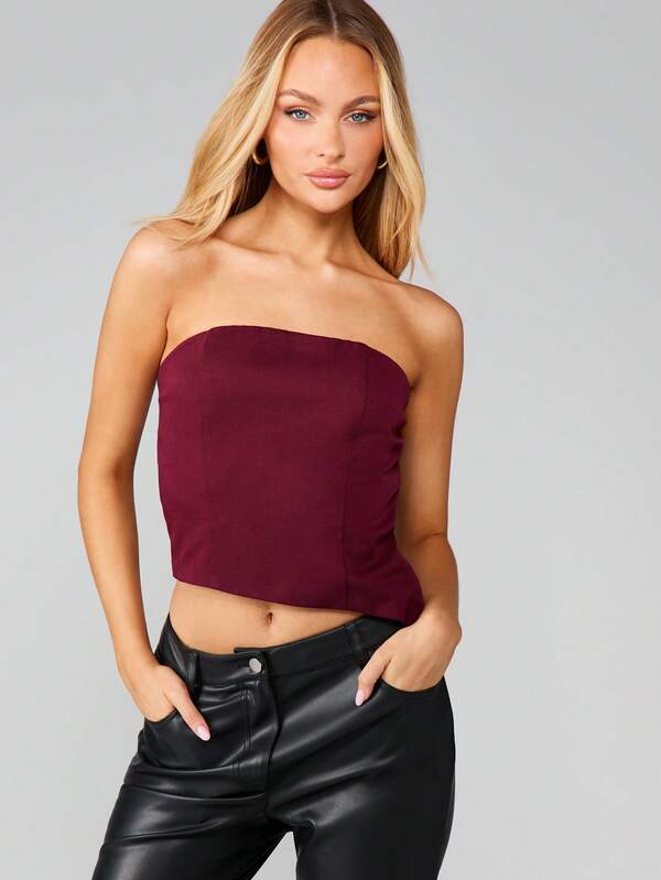 MISSGUIDED Strapless Bandeau Corset Top With Shaped Hem