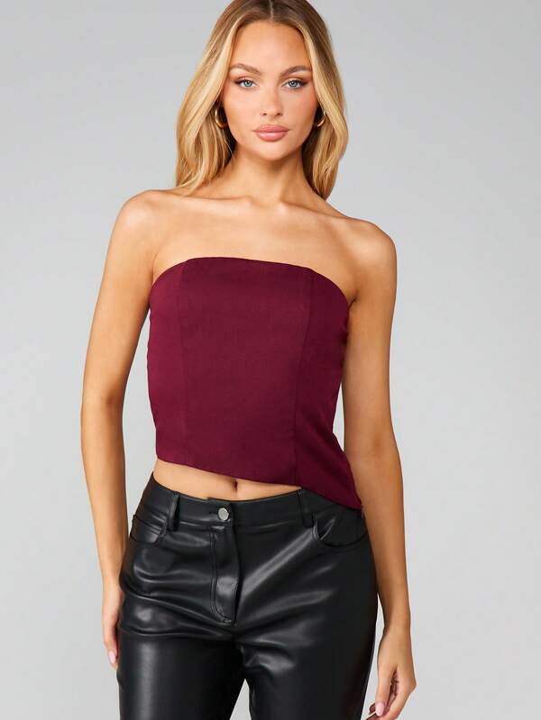 MISSGUIDED Strapless Bandeau Corset Top With Shaped Hem
