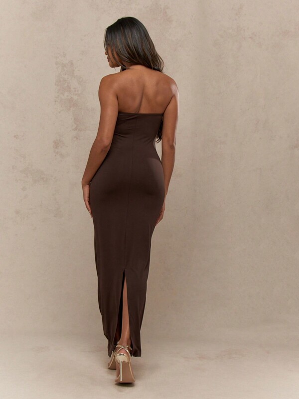 MISSGUIDED Strapless Bandeau Midaxi Dress With Back Split