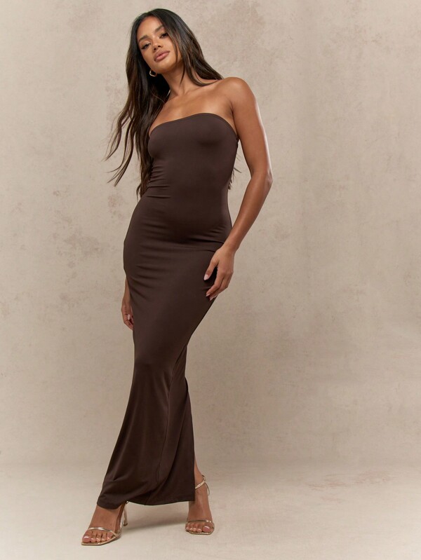 MISSGUIDED Strapless Bandeau Midaxi Dress With Back Split