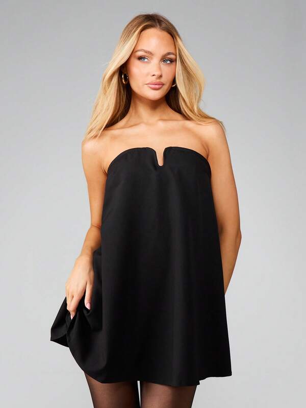 MISSGUIDED Strapless Bandeau Mini Dress With Flare