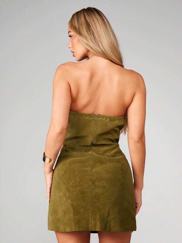 MISSGUIDED Strapless Bandeau Mini Dress With Seam Detail