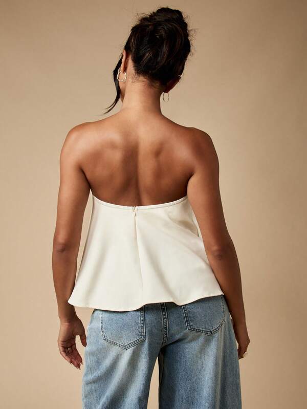 MISSGUIDED Strapless Bandeau Top With Sweetheart Neckline And Draped Design