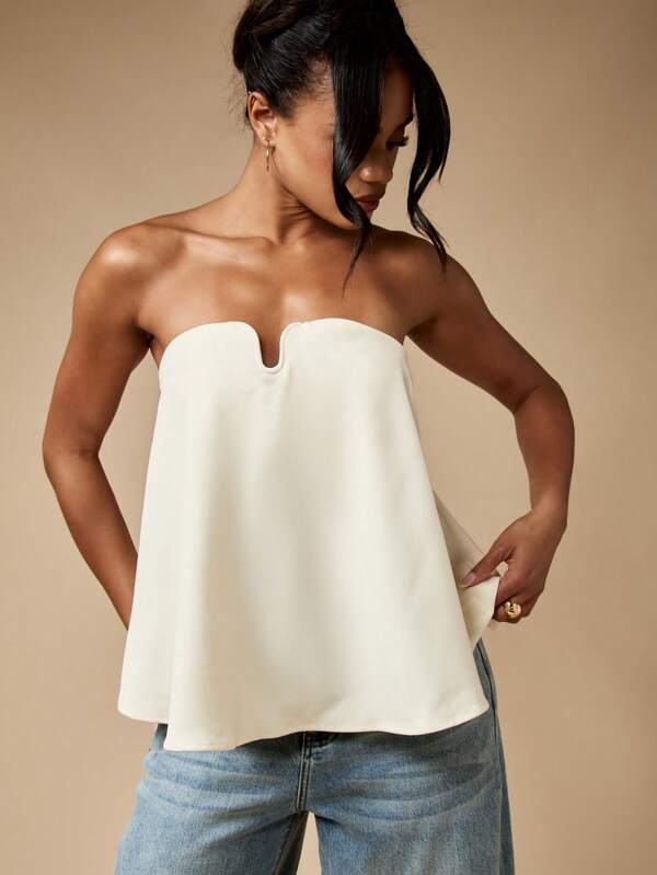 MISSGUIDED Strapless Bandeau Top With Sweetheart Neckline And Draped Design
