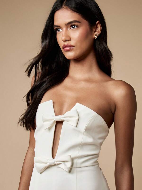 MISSGUIDED Strapless Bodycon Mini Dress With Double Bow Front Detail