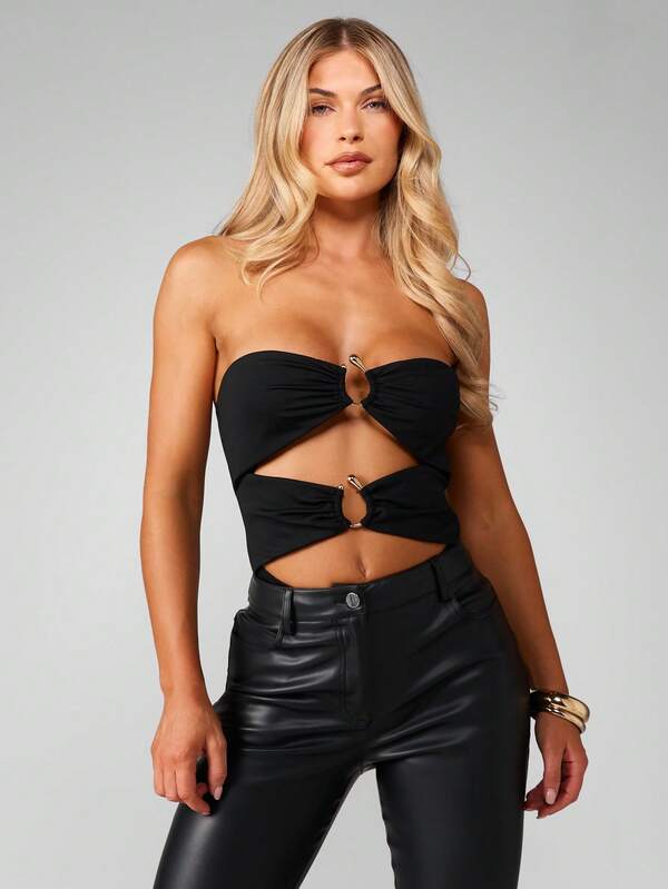 MISSGUIDED Strapless Bodysuit With Cut Out Design