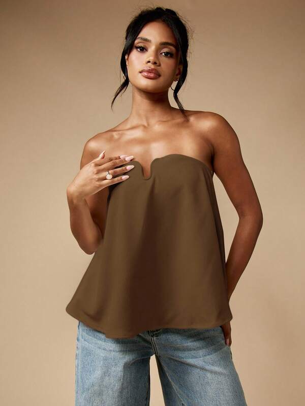 MISSGUIDED Strapless Bustier Top With U-Bend Neckline