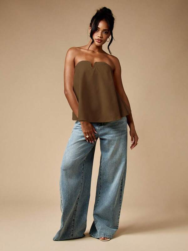 MISSGUIDED Strapless Bustier Top With U-Bend Neckline