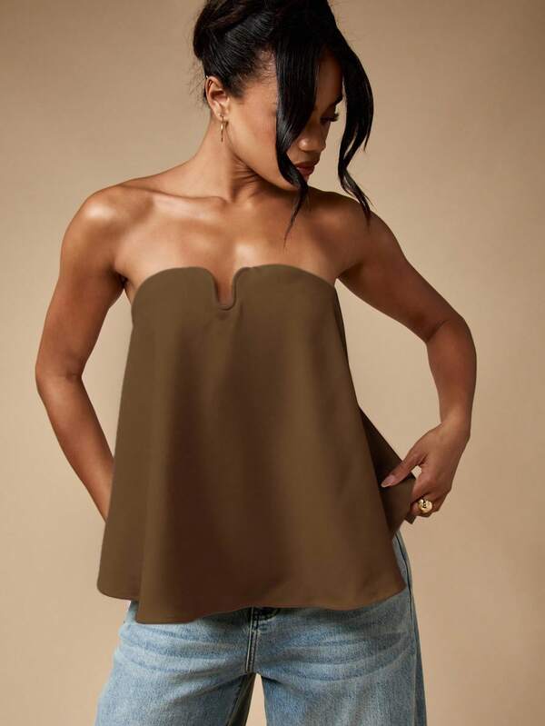 MISSGUIDED Strapless Bustier Top With U-Bend Neckline