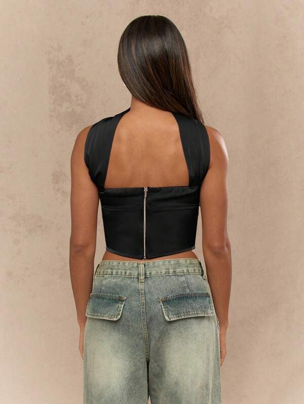 MISSGUIDED Strapless Corset Top With Neck Scarf