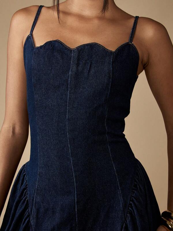 MISSGUIDED Strapless Denim Maxi Dress With Sweetheart Neckline