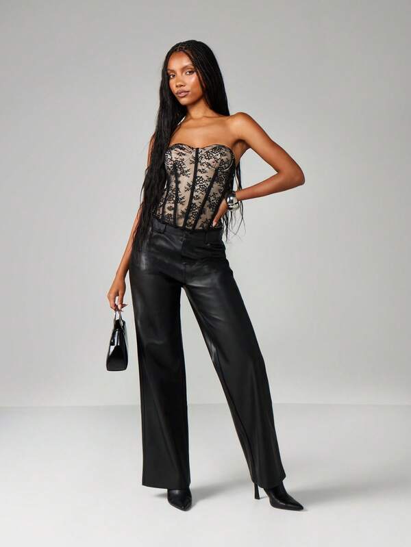 MISSGUIDED Strapless Lace Corset With Sweetheart Neckline