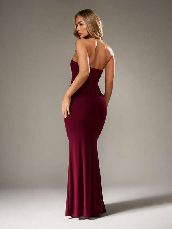 MISSGUIDED Strapless Mermaid Gown With Crystal Embellishments