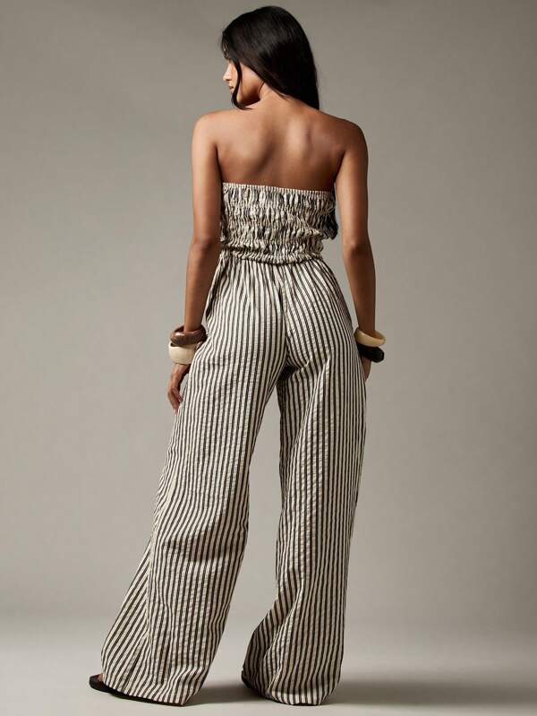MISSGUIDED Strapless Palazzo Jumpsuit With Shirred Bodice