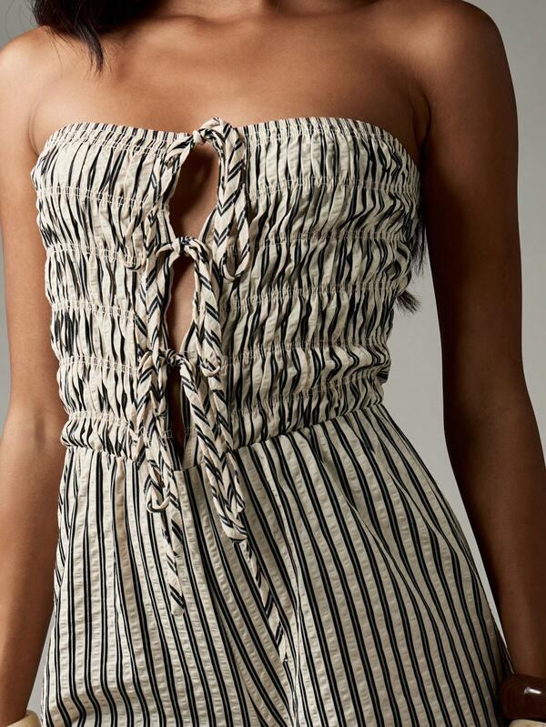 MISSGUIDED Strapless Palazzo Jumpsuit With Shirred Bodice