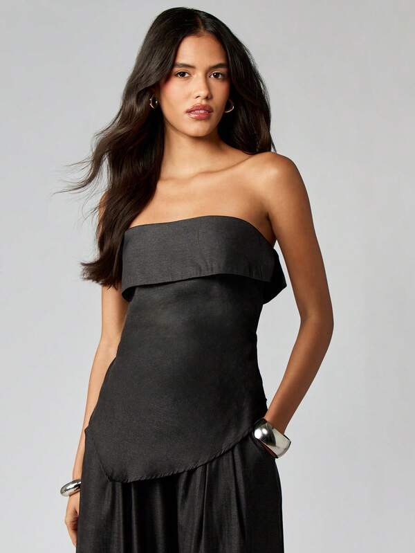 MISSGUIDED Strapless Palazzo Set With Wide Leg Pants