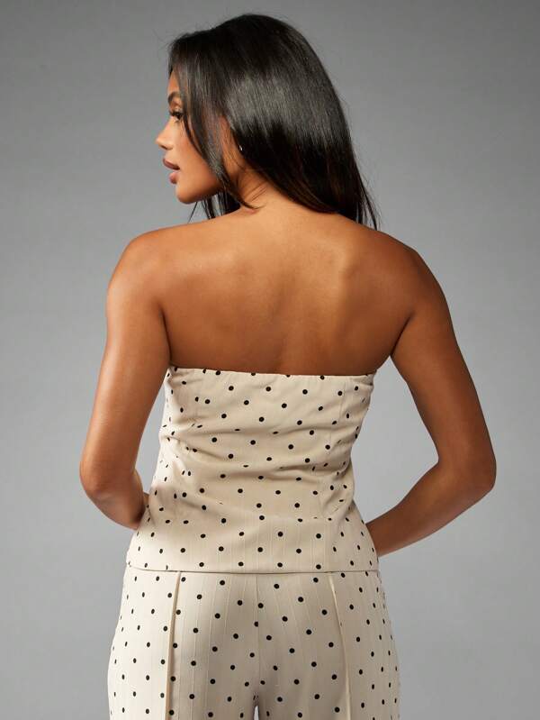 MISSGUIDED Strapless Polka Dot Bandeau Top With Ruched Detail