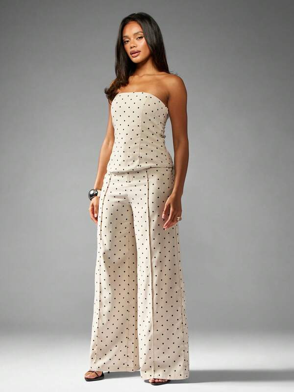 MISSGUIDED Strapless Polka Dot Bandeau Top With Ruched Detail