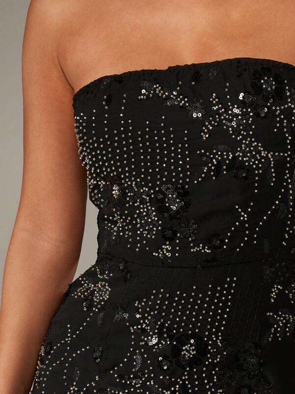 MISSGUIDED Strapless Sequin Mermaid Dress With Side Slit