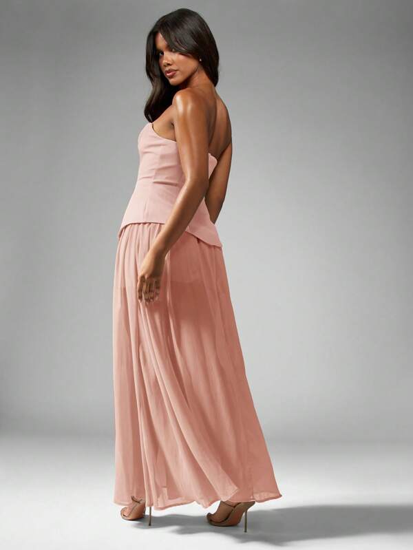 MISSGUIDED Strapless Structured Corset Bodice A Line Maxi Dress