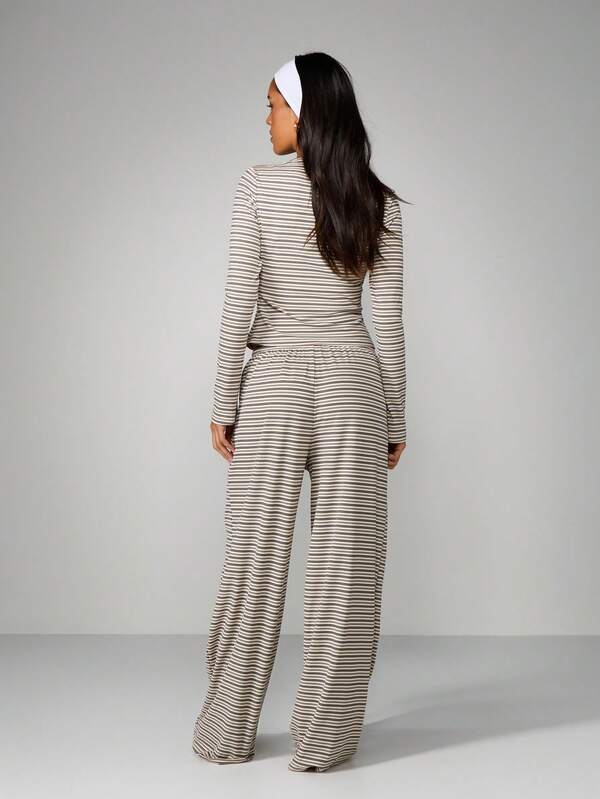 MISSGUIDED Striped Button Through Co Ord Set