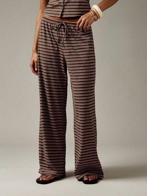 MISSGUIDED Striped Button Through Crop Top And Wide Leg Pants
